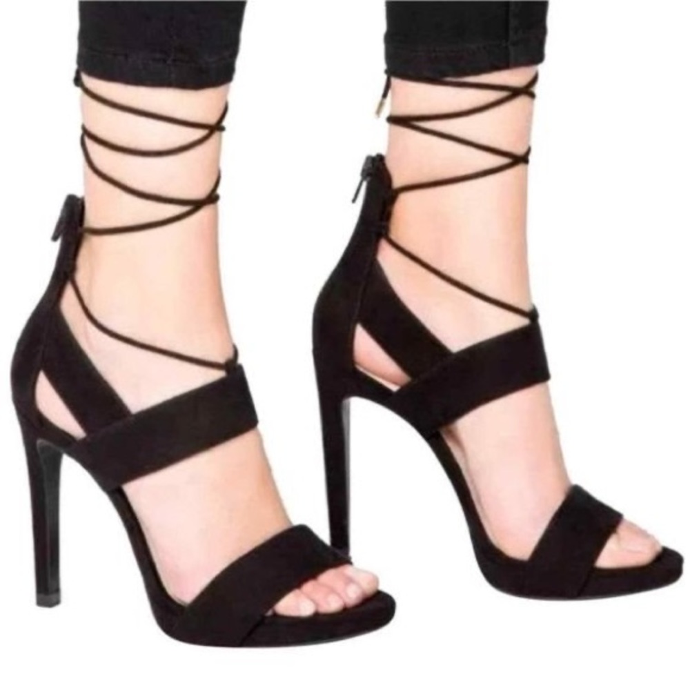 NWT Zara Suede Strap up Heels Size 7
